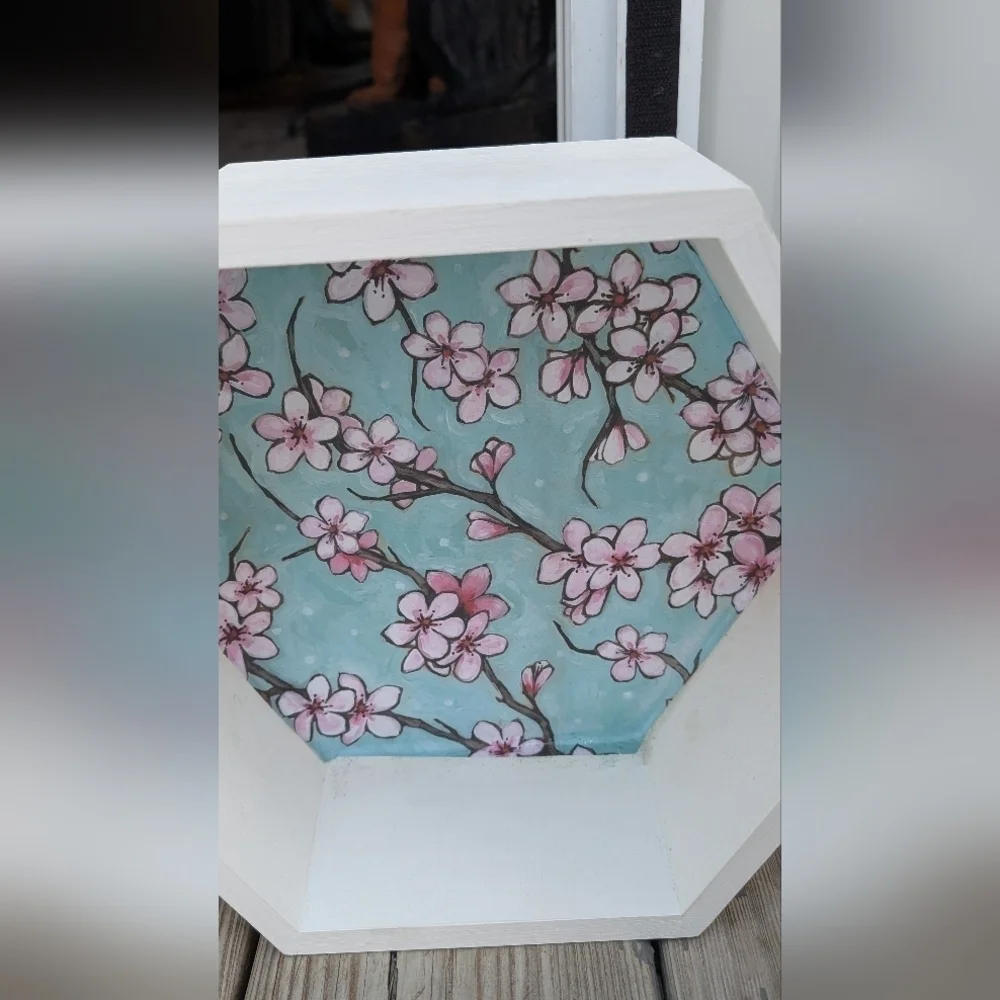 Handmade Cherry Blossom Hexagon Wall Decor (EUC)